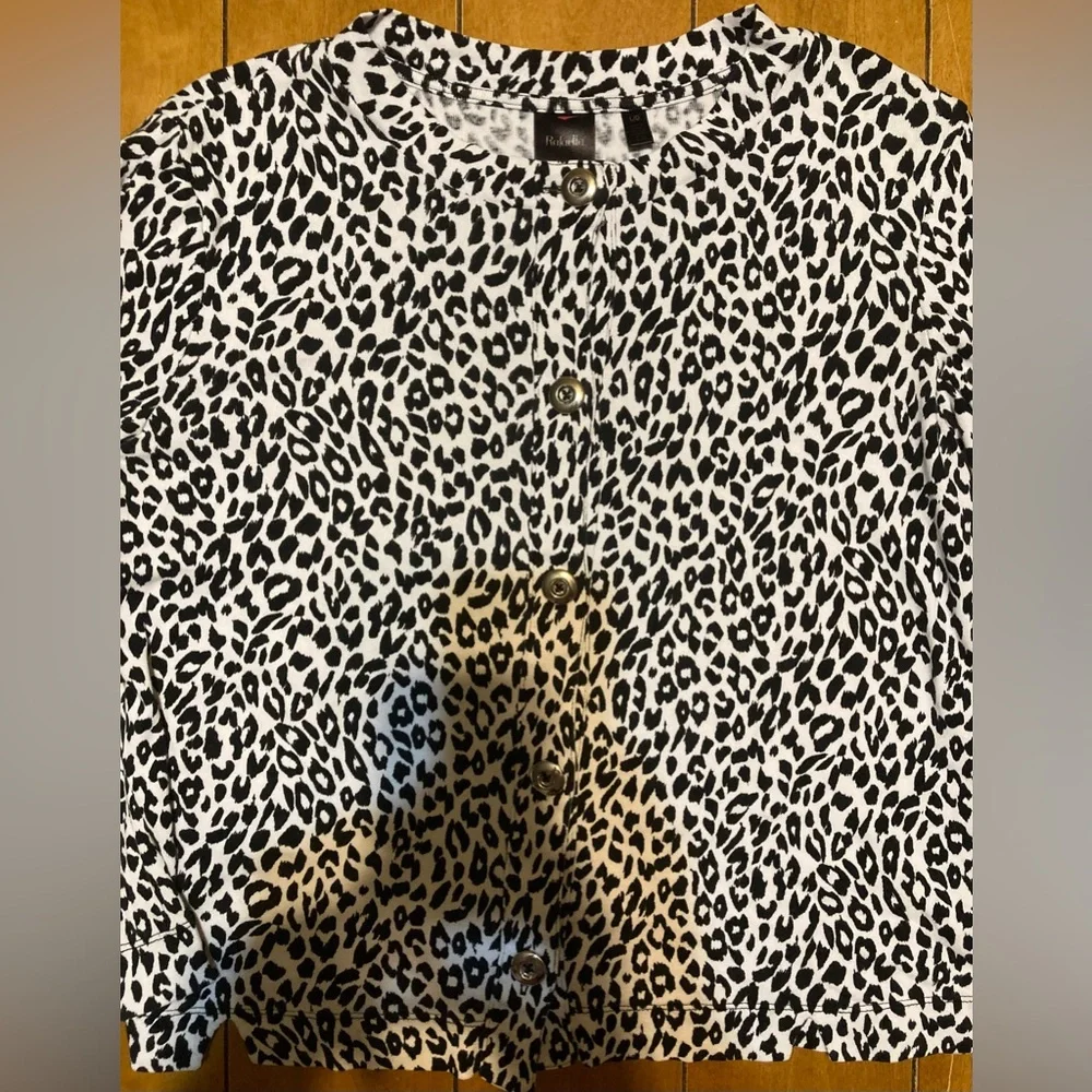 Ladies Size Large Rafaella Leopard Button Down Sweater - Picture 12 of 14